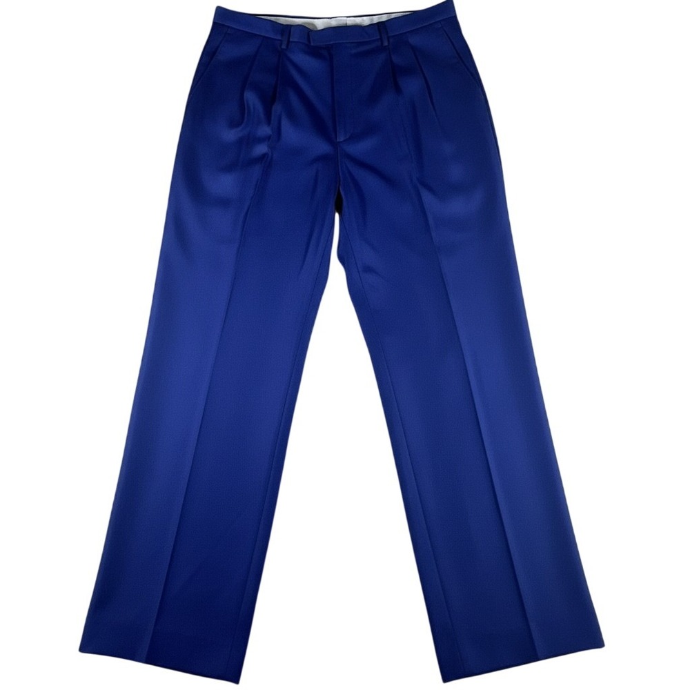 Galante Verona 2-Pleat Royal Blue Wool Trousers Made in Italy Men's 50R 35x30